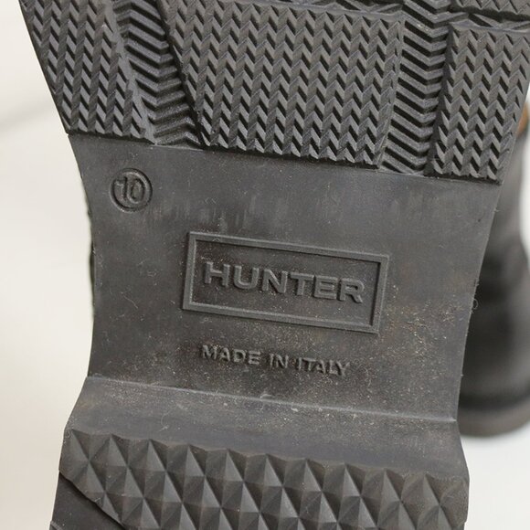 Hunter Men Black Commando Classic Lace Up Leather Boots Size 10 Made In Italy